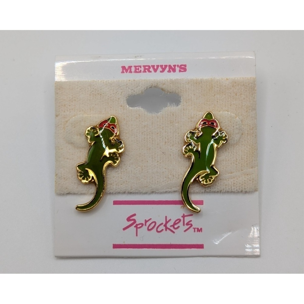 Sprockets Mervyn's Vintage Green Gecko Red Sunglasses Enamel Earrings NEW